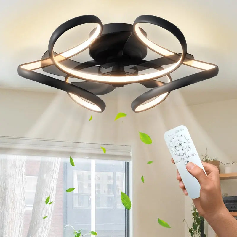 Surnie Ceiling Fan with Light Remote 6 Speeds 3 Colors for Living Room Bedroom Kitchen