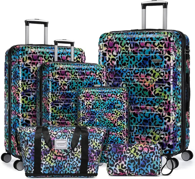 6-Piece Expandable Rolling Luggage Set  Lightweight Hardshell Suitcases with Smooth-Spinning Wheels & Modular Packing Options