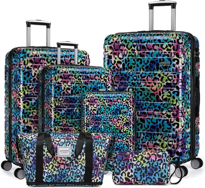 6-Piece Expandable Rolling Luggage Set  Lightweight Hardshell Suitcases with Smooth-Spinning Wheels & Modular Packing Options