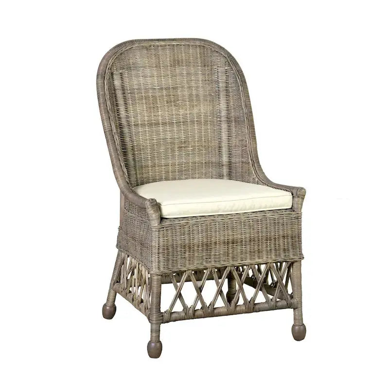 East at Main Natural Rattan Dining Accent Chair  Cushioned Woven Seating with Elegant Finish