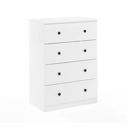 Tidur Simple 4-Drawer White Dresser, Modern Solid Design