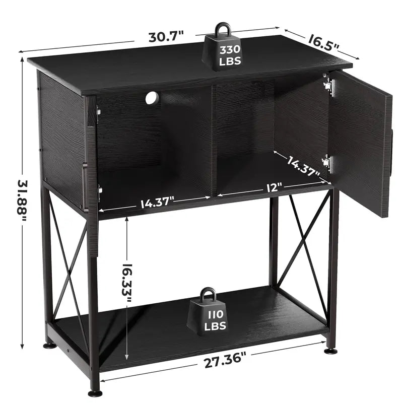Herture Aquarium Stand for 20-29 Gallon Tanks, 2-Tier Steel & MDF, Black Finish, 30.7″x16.5″x31.88″, Supports 330 lbs
