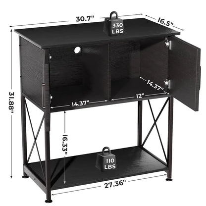 Herture Aquarium Stand for 20-29 Gallon Tanks, 2-Tier Steel & MDF, Black Finish, 30.7″x16.5″x31.88″, Supports 330 lbs