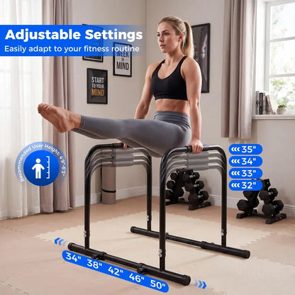 Heavy-Duty Parallettes  660-LB Load Capacity Dip & Push-Up Station