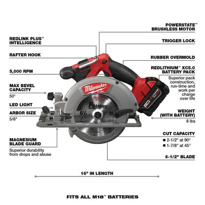 FUEL 18V M18 7-Tool Cordless Combo Kit  Brushless Motors, 5.0Ah Batteries Included