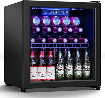 120-Can Freestanding Beverage Refrigerator  Sleek Glass-Door Mini Fridge for Home or Office