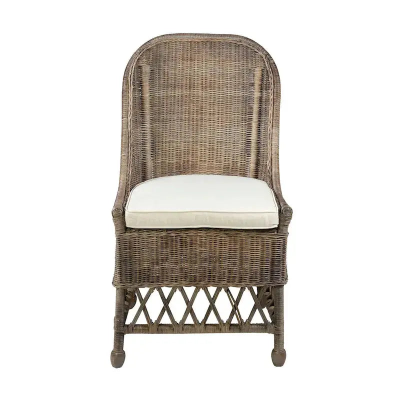 East at Main Natural Rattan Dining Accent Chair  Cushioned Woven Seating with Elegant Finish