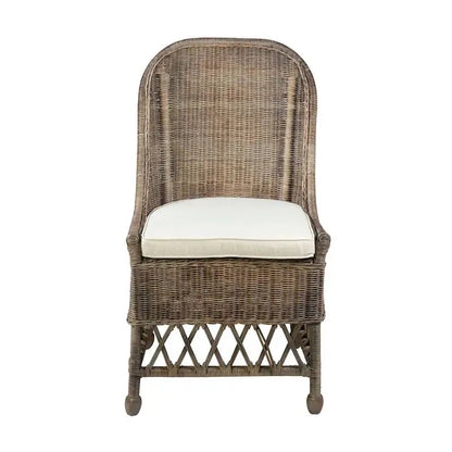 East at Main Natural Rattan Dining Accent Chair  Cushioned Woven Seating with Elegant Finish
