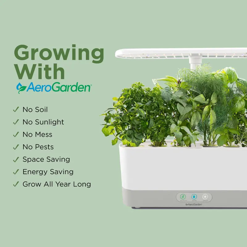 AeroGarden Harvest Slim with Gourmet Herb Seed Pod Kit, Black