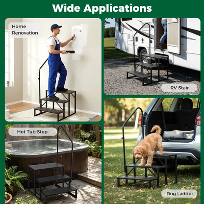 Reinforced RV Entry Step with Integrated Handrail  Ideal for Hot Tubs &amp; Outdoor Stairs