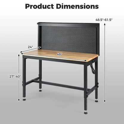48-Inch Heavy-Duty Workbench  Built-in AC/USB Outlets & Modular Pegboard System