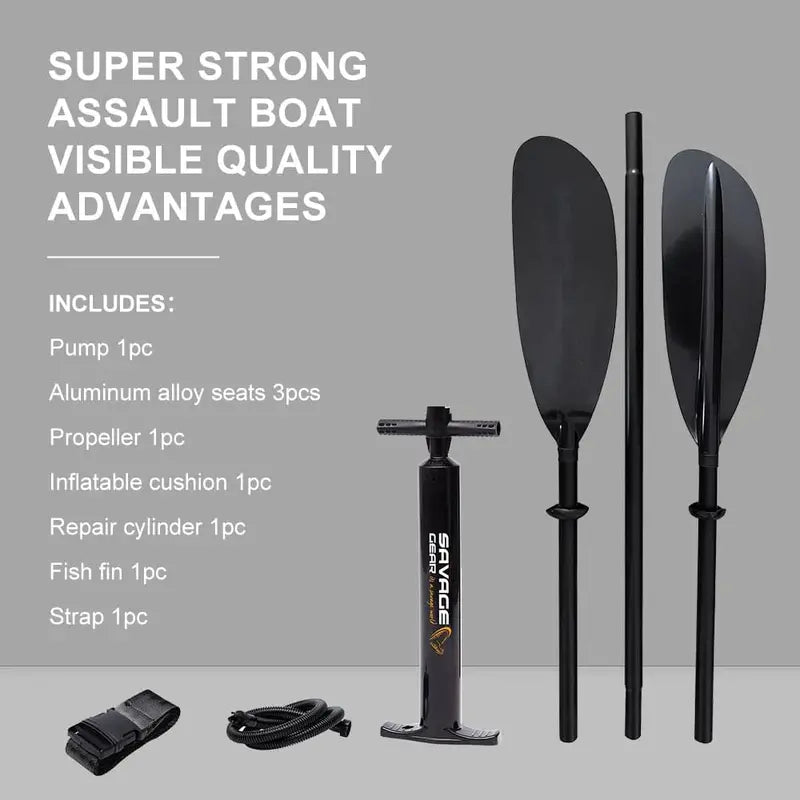 Durable 2-Person PVC Inflatable Kayak for Fishing with Aluminum Seats, Paddle & Repair Kit  130″x43″x11.8″