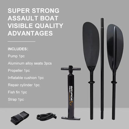 Durable 2-Person PVC Inflatable Kayak for Fishing with Aluminum Seats, Paddle & Repair Kit  130″x43″x11.8″