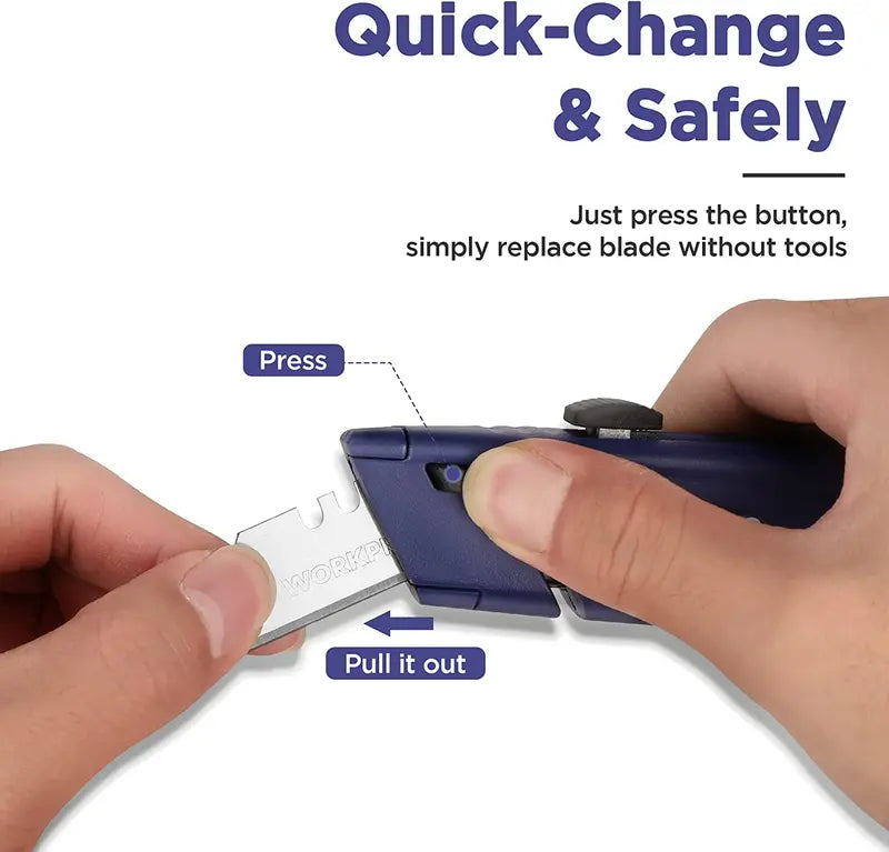 WORKPRO 2-Pack Retractable Box Cutters  Twine Cutter, Aluminum Body, 16 SK5 Blades