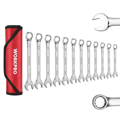 WORKPRO 12-Piece Premium Chrome Vanadium Combination Wrench Set