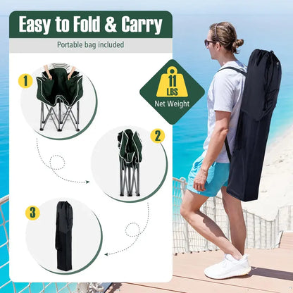Dual-Seat Folding Outdoor Couch with Cup Holders and Back Pockets