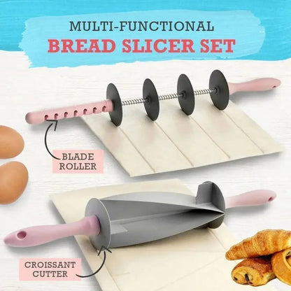 Multi-function Stainless Steel Dough Cutter & Bread Slicer Set with Adjustable Rolling Pin for Baking