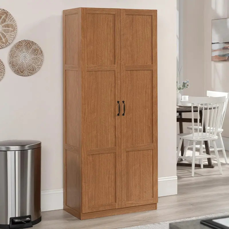 White Freestanding Pantry Cabinet with Adjustable Shelves