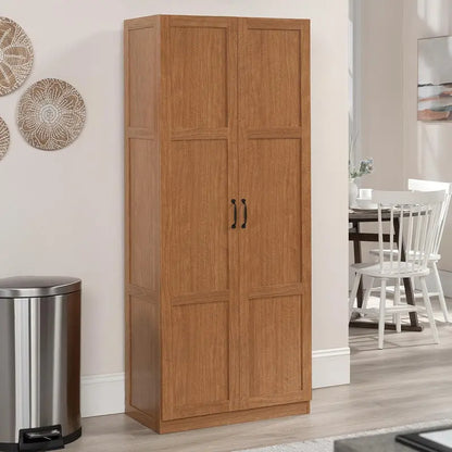 White Freestanding Pantry Cabinet with Adjustable Shelves
