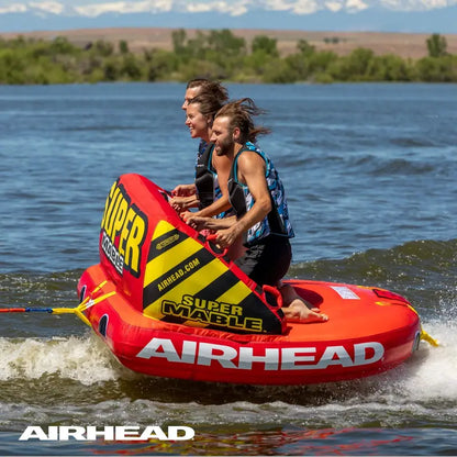 Airhead Super Mable Towable Tube for 1-3 Riders, Heavy-Duty Nylon, Dual Tow Points, Water Sports