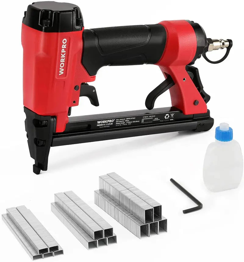 WORKPRO Pneumatic 20-Gauge Stapler for Carpentry, Woodworking & DIY