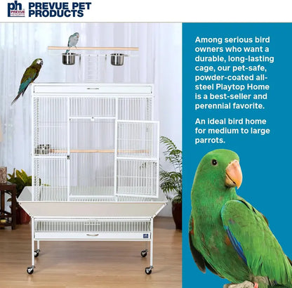 Prevue Pet Products Wrought Iron Bird Cage, Chalk White, 36″x24″x66″