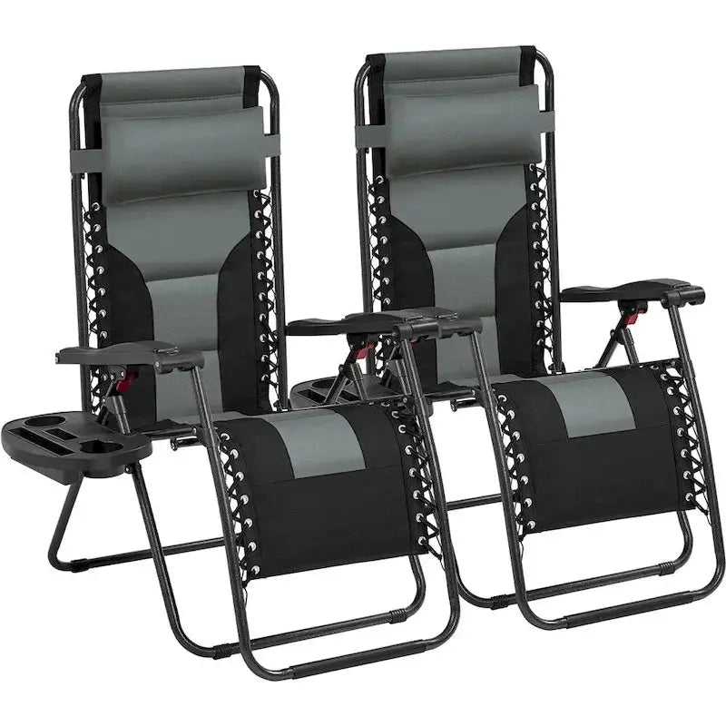 Yaheetech Twin Pack Outdoor Zero Gravity Lounge Chairs  26-Inch Padded Patio & Camping Seating