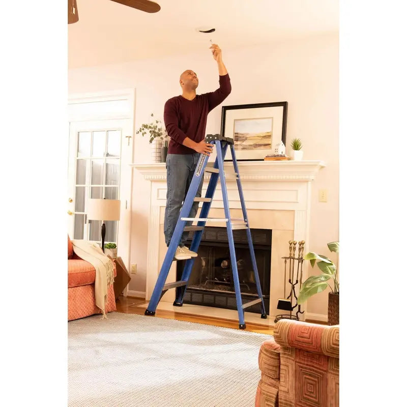 Louisville Fiberglass Step Ladder  6-Foot Height, 10-Foot Reach, 225-Pound Duty Rating (W-3217-06)