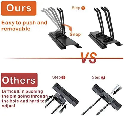 Heavy-Duty Wall-Mounted Garage Tool Rack with 6 Hooks & 3 Boards  Powder Coated Steel for Broom, Mop, Rake & Shovel Storage