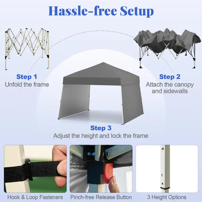 9.2′ x 14′ Pop-Up Canopy Tent  UPF50+ Outdoor Shelter with Two Sidewalls & Adjustable Slant Legs