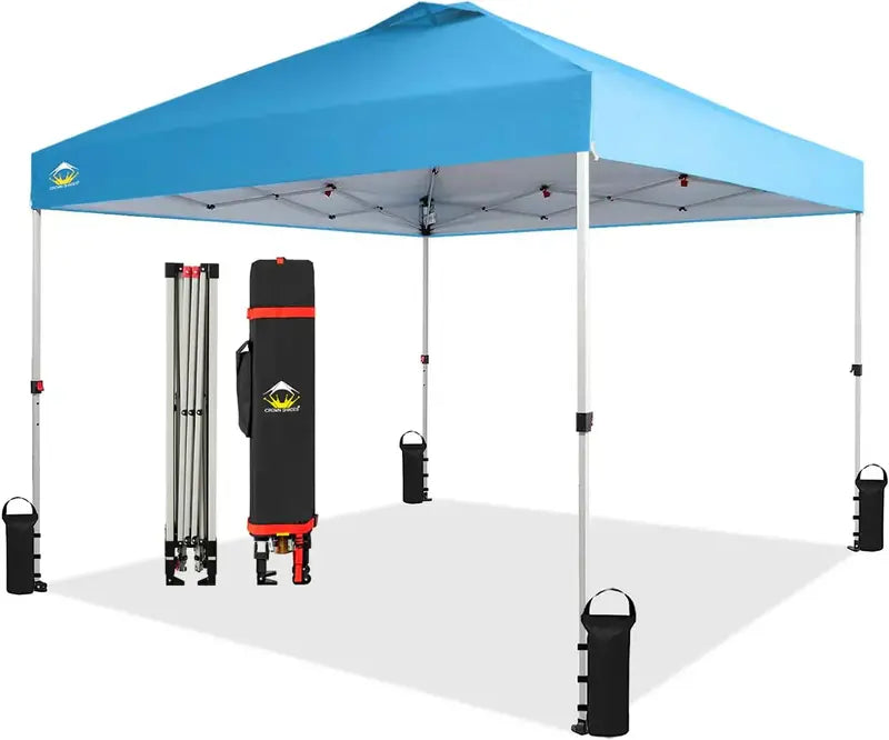 10×10 One-Click Pop-Up Awning  Silver-Coated Sunshade Canopy for Beach, Picnic & Outdoor Events