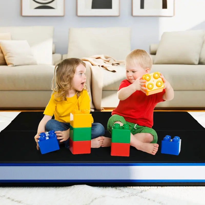Thickened 4′ x 4′ Bi-Fold Fitness Mat  4″ Dense Foam with PU Leather Cover & Transport Handles