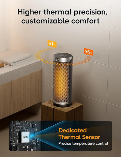 Dreo Portable 1500W Space Heater | 70° Oscillating PTC Heater with 8 Safety Protections, 5 Modes, Remote Control, 12H Timer & Ultra-Quiet Operation