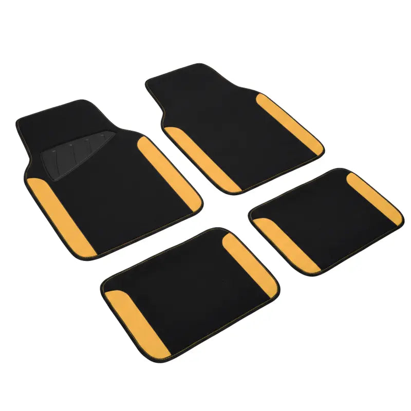Set of 4 Universal Faux Leather Floor Mats with Non-Slip Nibbed Backing
