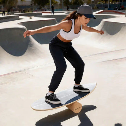 Cork-Roller Wooden Balancing Board with Integrated Storage Rack for Core Training