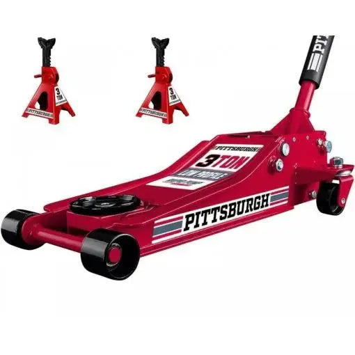 Heavy-Duty 3-Ton Hydraulic Car Jack Set  Includes Low-Profile Floor Jack & Safety Stands