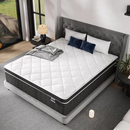 10-Inch Full Hybrid Mattress in a Box | Medium-Plush Gel Memory Foam Over Pocketed Coils for Enhanced Support, Cooling Breathability, and Targeted Pressure Relief