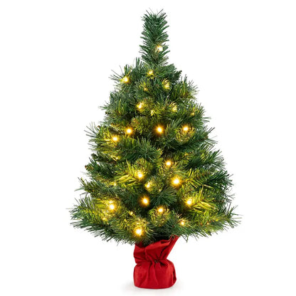 Compact Tabletop Fir-Style Christmas Tree with Battery-Powered Warm White LEDs