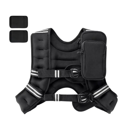 Adjustable Weighted Vest  Lycra Construction, Reflective Trim, Removable Padding
