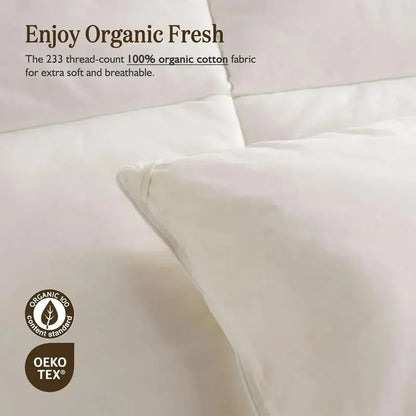 Organic Down Duvet  Queen Size, 100% Cotton Cover, Hypoallergenic & Cloud-Like Fill