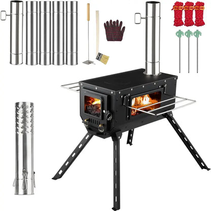 Compact Wood-Burning Hot Tent Stove for Ice Fishing, Hunting & Outdoor Cooking