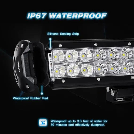 Nilight 20 Inch 126W Combo LED Work Light Bar 2PCS 4 Inch 18W Spot Spot Fog Lights SUV Boat Jeep Driving Lamp with Wiring Harness Kit