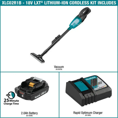 Makita 18V LXT Lithium-Ion Handheld Compact Cordless Vacuum Kit 2.0 Ah XLC02R1B