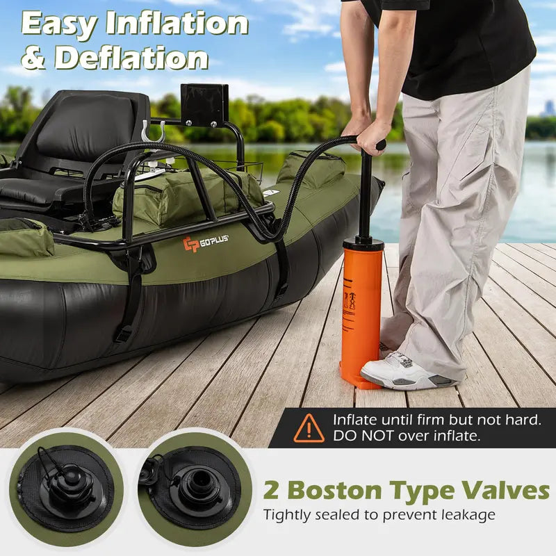 Premium Inflatable Fishing Float Tube Kit with Pump, Paddles, Fish Ruler, and 400-Pound Load Limit