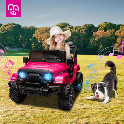 12V Kids Electric Ride-On Truck — Remote-Controlled, Twin 35W Motors, 3.5 MPH Max Speed, Bluetooth Speaker, LED Lights, Safety Belt