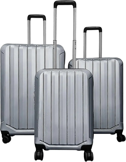 Lightweight 3-Piece Hardshell Spinner Luggage Set — 20/24/28 Inch (Vertical Stripe Design)