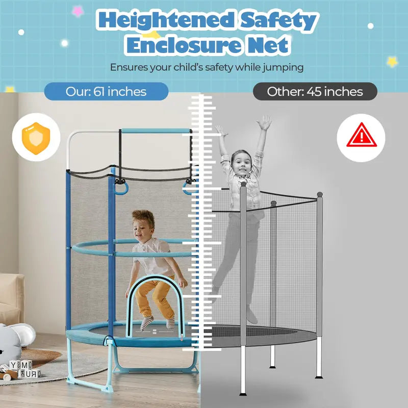 60-Inch Kids’ Trampoline with 3-in-1 Toddler-Safe Configuration
