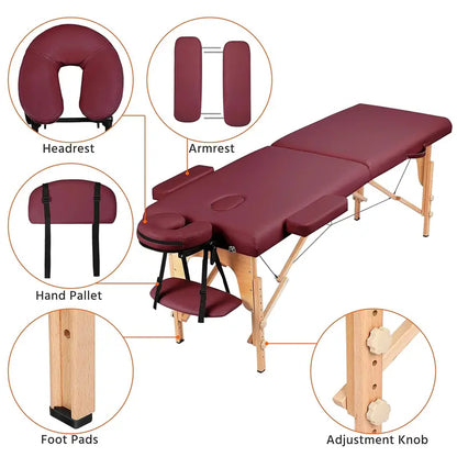 Yaheetech Portable Folding Massage Table  Adjustable 2-Fold Spa Bed with Carry Bag, Black