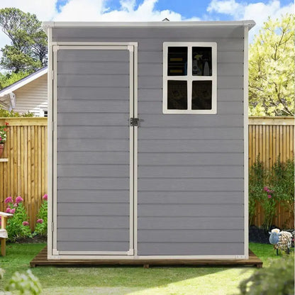 5′ x 3′ Grey Resin Utility Storage Shed with Ventilated Window