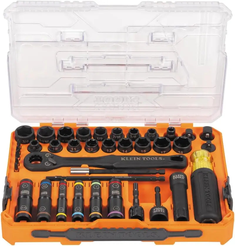 Klein Tools KNECT Impact Socket Set  Pass-Through SAE and Metric Sockets for Tight Spaces